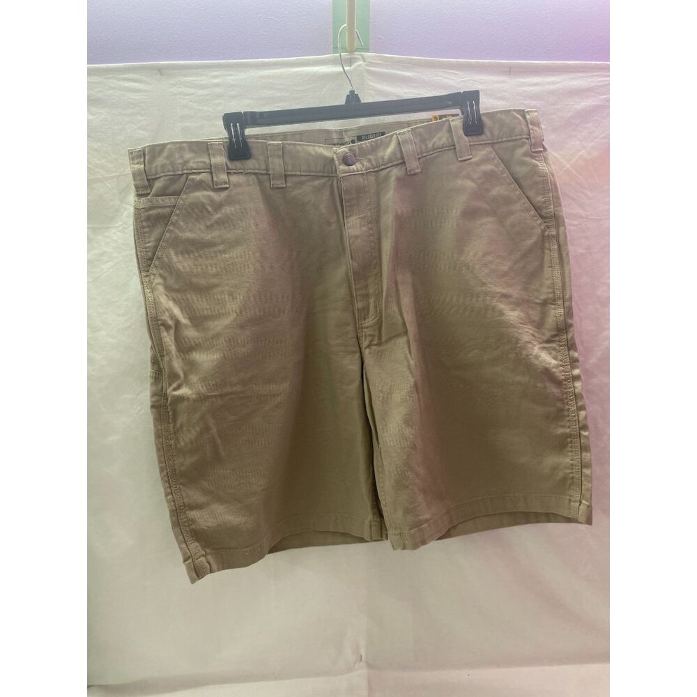 NWT Carhartt Men's Rugged Flex Work Shorts Tan Size 44 With Cell Phone Pocket